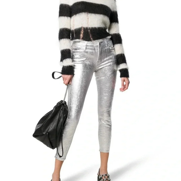 J Brand metallic silver skinny jeans - Picture 1 of 11